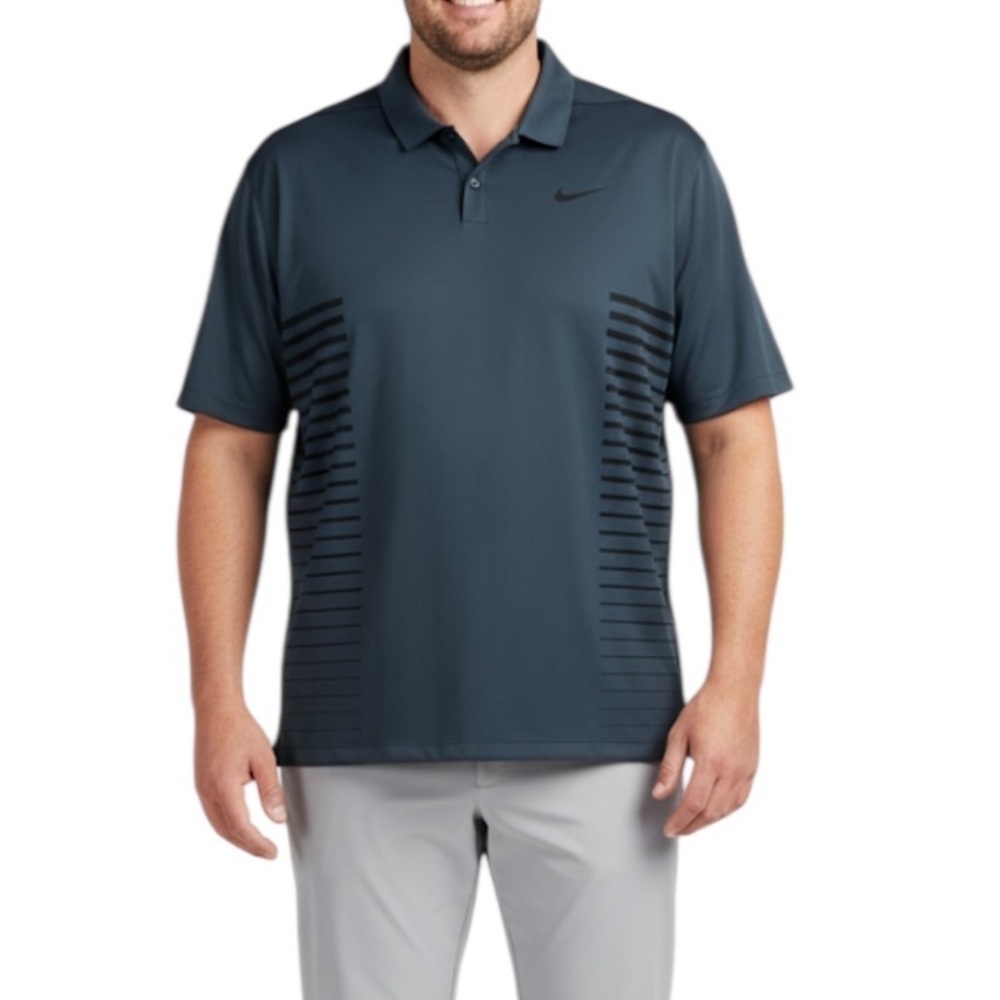 Nike Dri Fit Men's Golf Casual Striped Short Sleeve Polo XXL Dark Blue Black